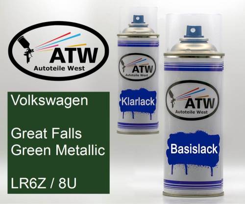 Volkswagen, Great Falls Green Metallic, LR6Z / 8U: 400ml Sprühdose + 400ml Klarlack - Set, von ATW Autoteile West.